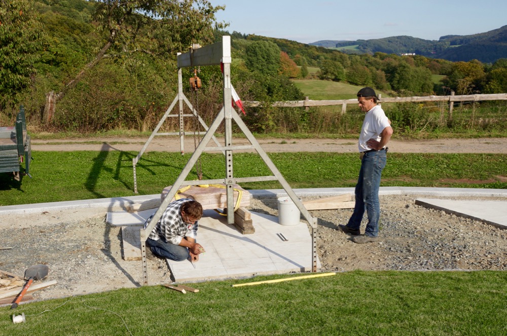Positioning a commemorative stone